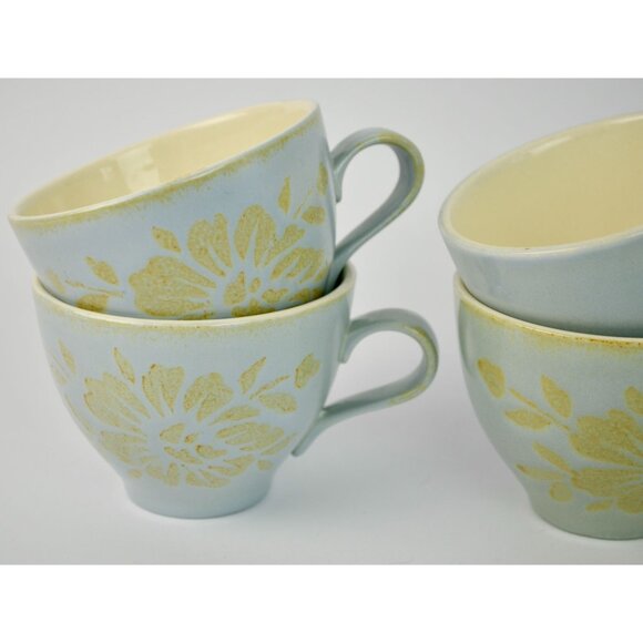 Red Wing Pottery Blue Brocade Mugs Lot of 4 READ - Picture 2 of 6